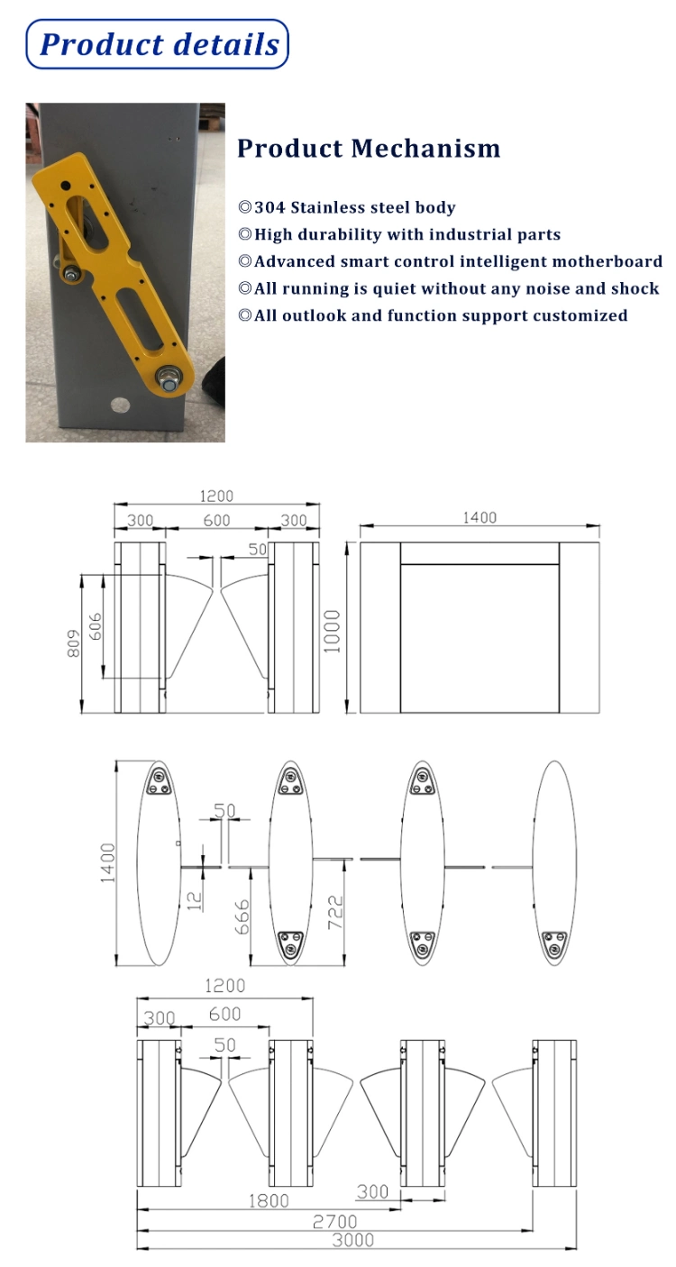 304 Stainless Steel Flap Barrier Gate Optical Arm Turnstile