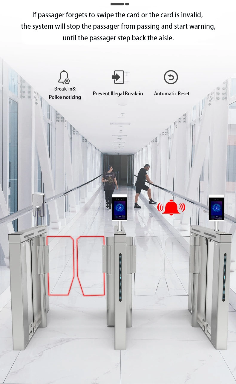 High Speed Anti-Crush Optical Face Recognition Turnstiles Swing Barrier Gate
