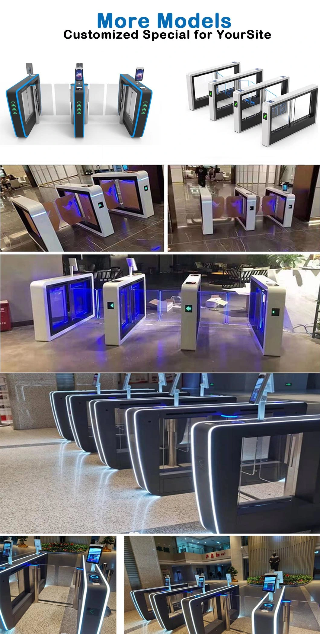 Customized 900mm Automatic Swing Turnstile Speed Gate with Face Recognition System