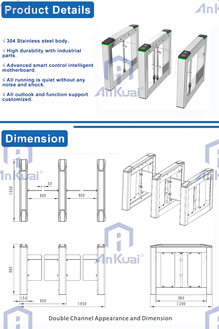 Automatic Gate Security System Optical Swing Turnstile Automatic Turnstile Gate